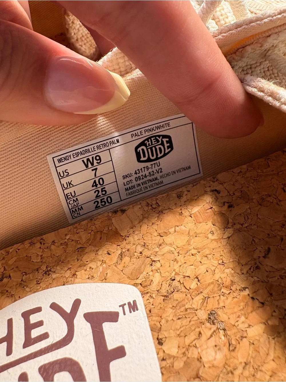 Hey Dude Women's Light Beige Patterned Espadrille Slip-Ons NWT size 9